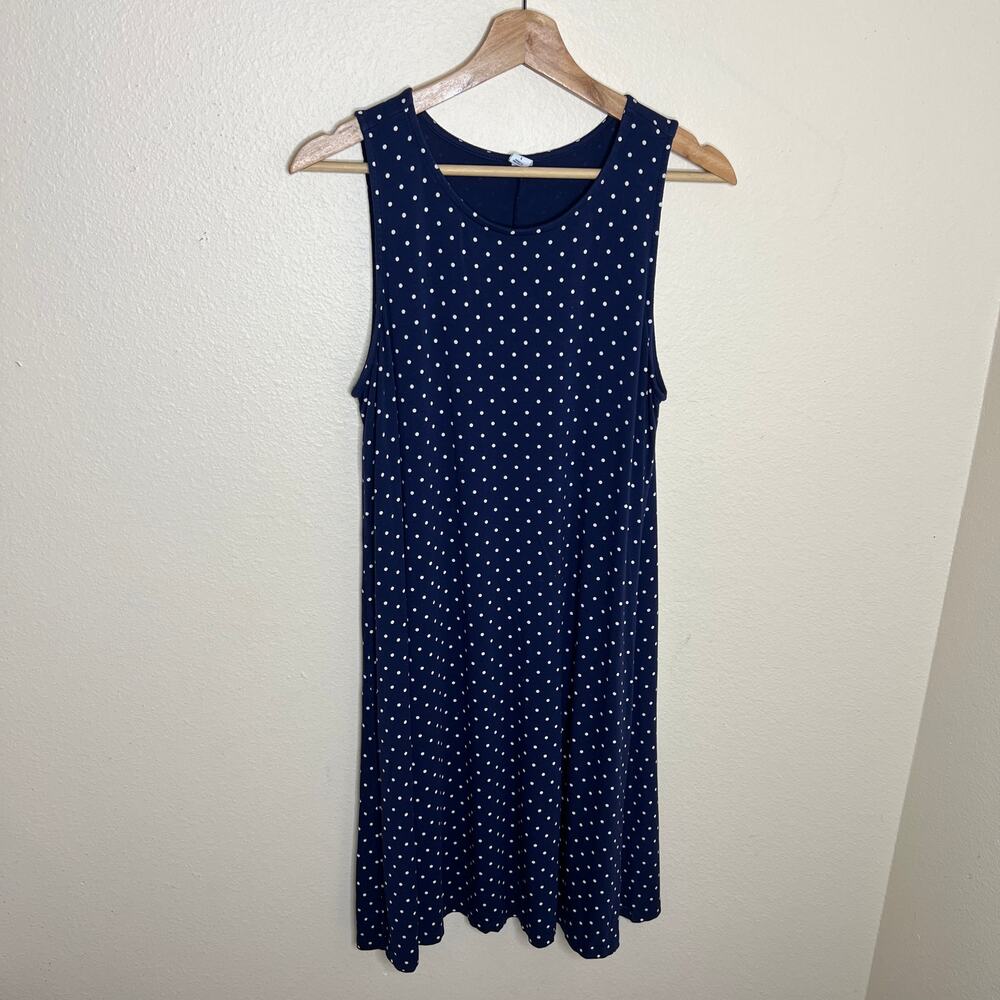 Old Navy Blue White Polka Dot Sleeveless Dress Large - Picture 1 of 8